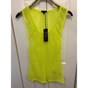 Club Exx mesh neon yellow medium rave top